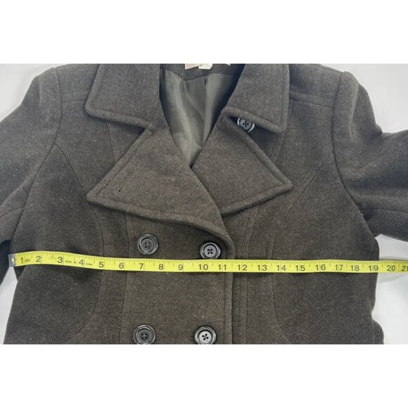 Croft Barrow Wool Peacoat Jacket Womens Medium Army Green Lined Winter Military - Picture 12 of 12